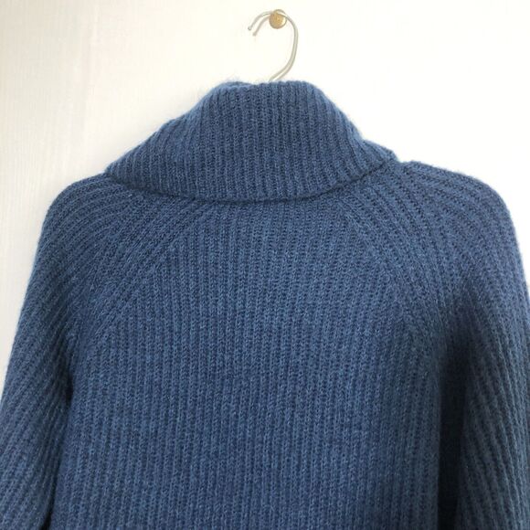 J. Crew Point Sur Sweater Womens Small Blue Mohair Wool Ribbed Chunky Turtleneck - Picture 14 of 16